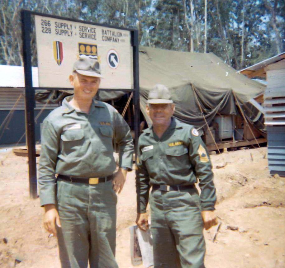 2LT Parker with MSG Rodriquez, 228th S&S Co- maybe at Long Binh - Jul 1966