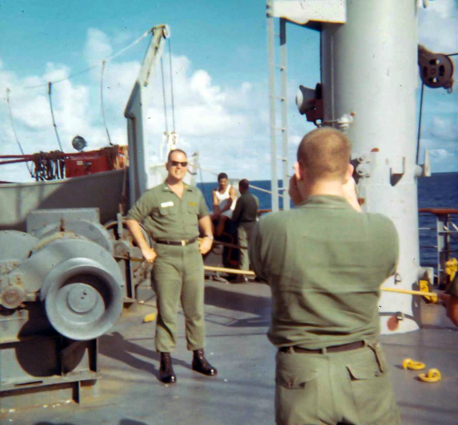CPT Larry C. Amerson, S-1, 266th QM Bn with 2LT Eckhert en route to Vietnam - Jun 1966