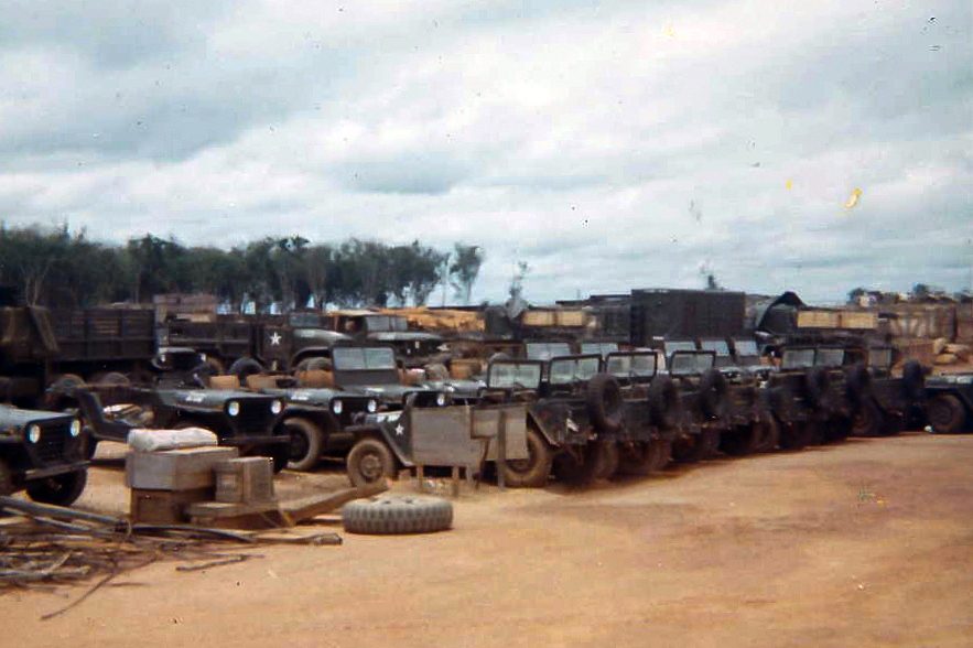 Jeeps at vehicle depot, Long Binh - Jul 1966